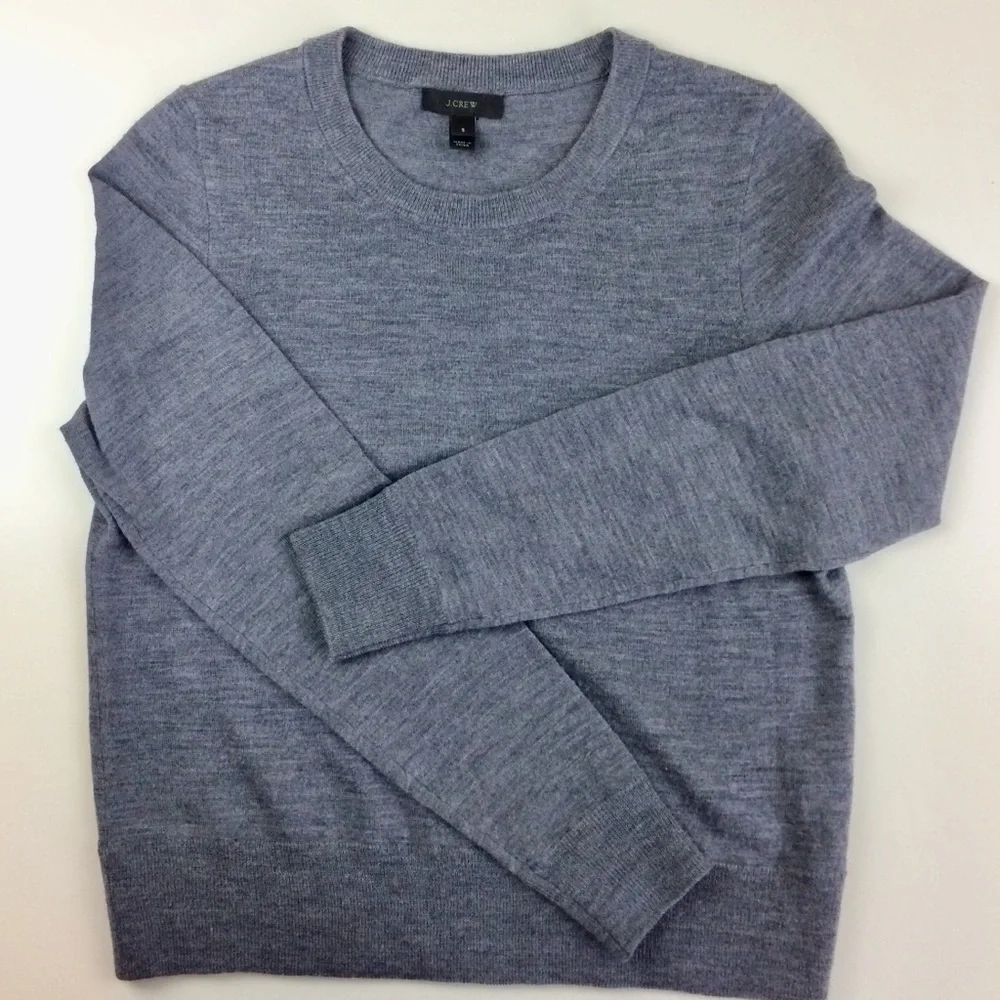 J. Crew Gray Crew Neck Wool Sweater